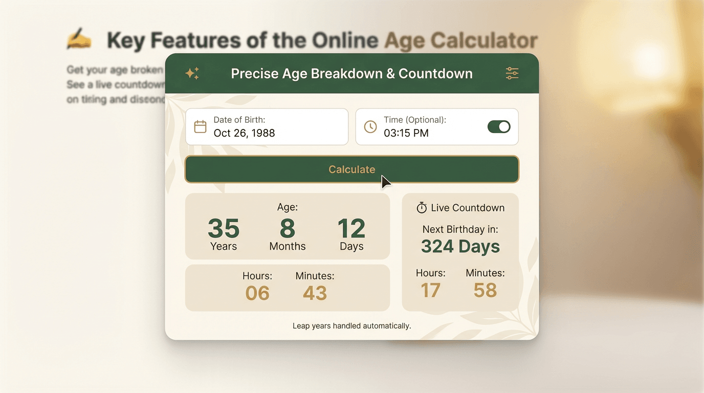 Precise Age Breakdown & Countdown feature illustration