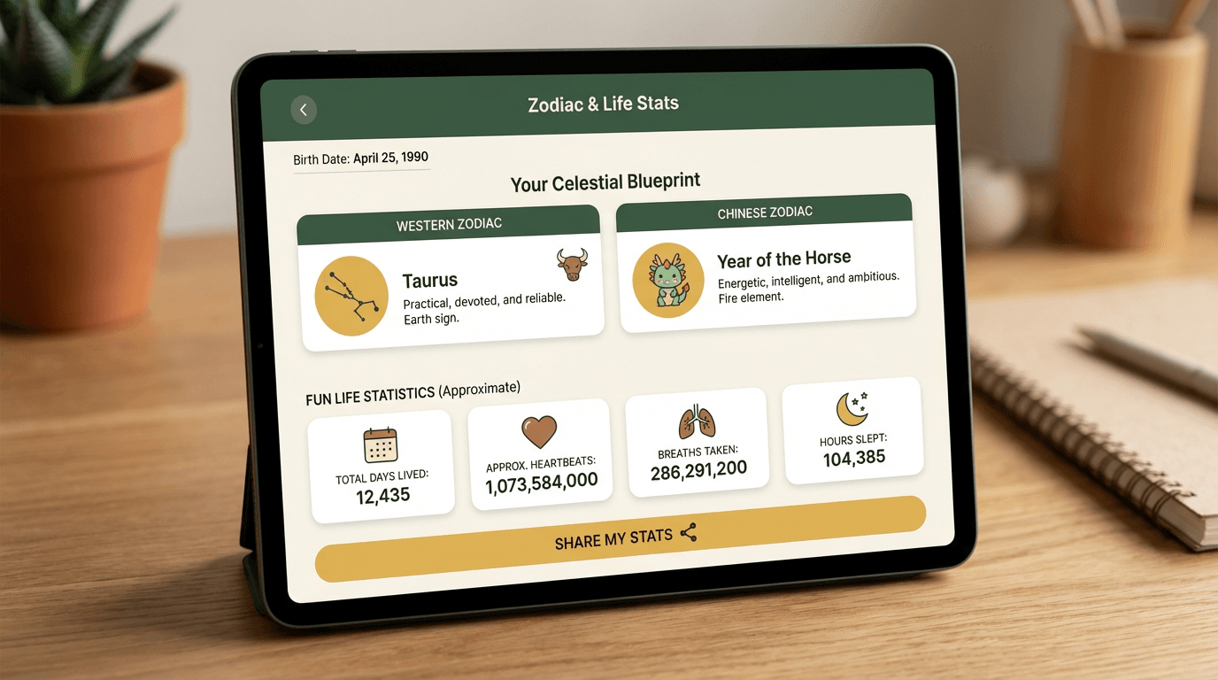 Zodiac Signs & Fun Life Stats feature illustration