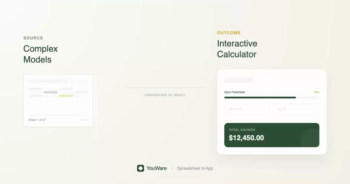 Ilustracao de conversao de planilha para calculadora interativa