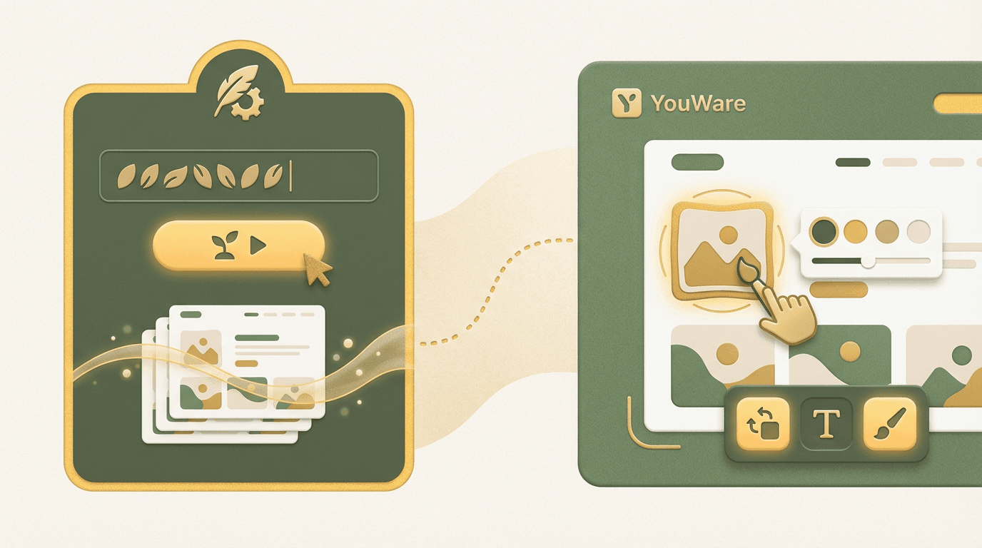 YouWare AI portfolio generation with Visual Editing interface