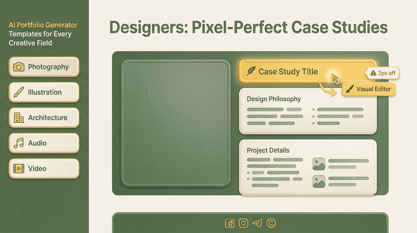 Design portfolio with Visual Editing adjustments