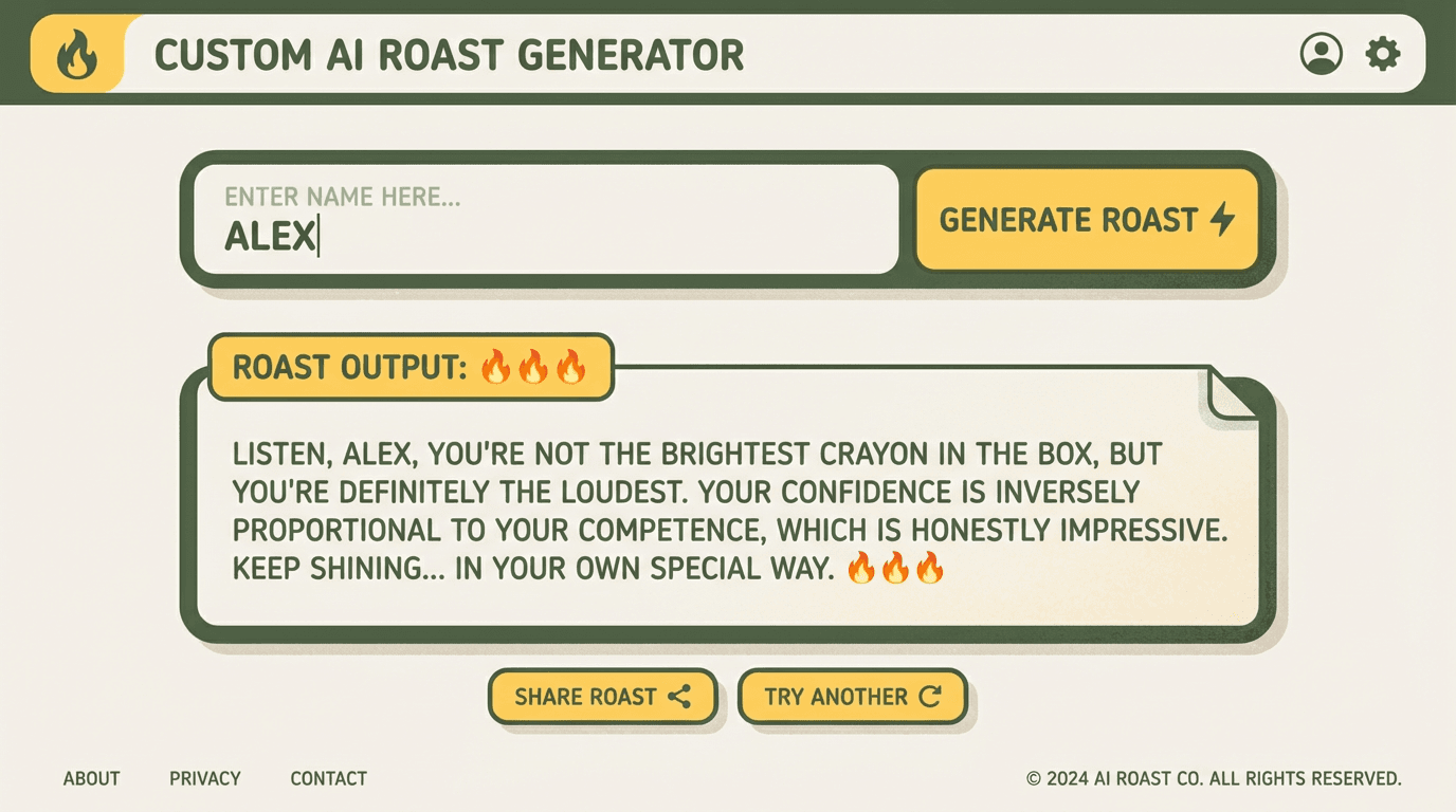 Interfaz del app web generador de roast con IA