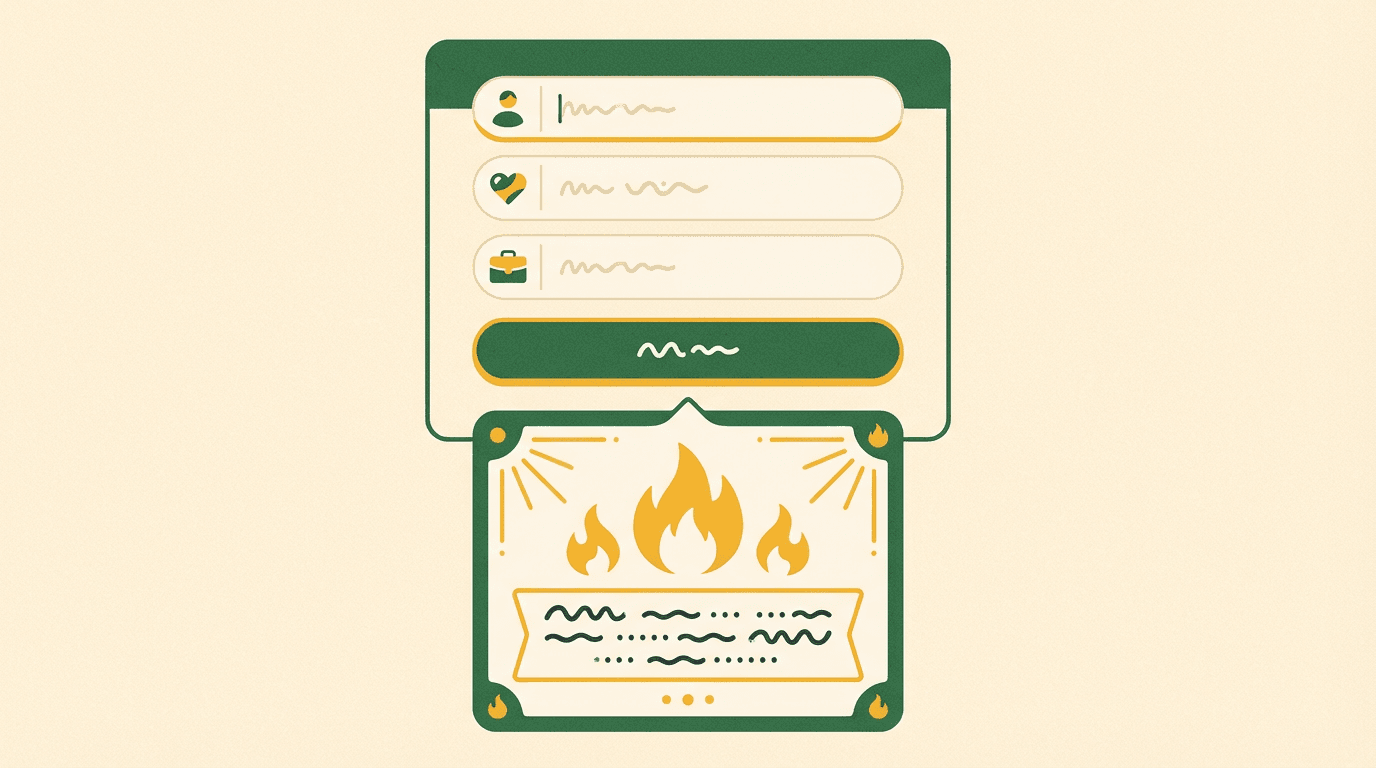 App de roast personalizado con campos para nombre y hobbies
