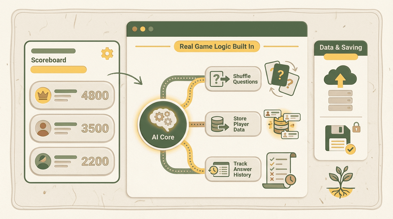 YouBase backend dashboard showing quiz data storage and leaderboard management