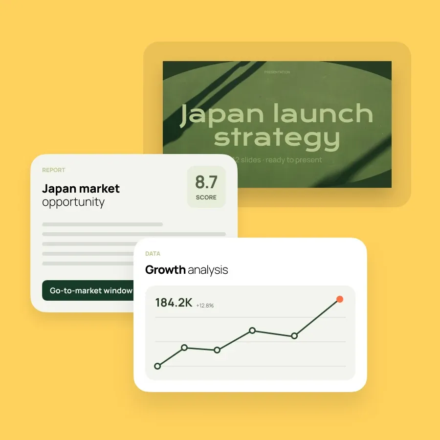 A report, a growth chart and a deck delivered together from one task