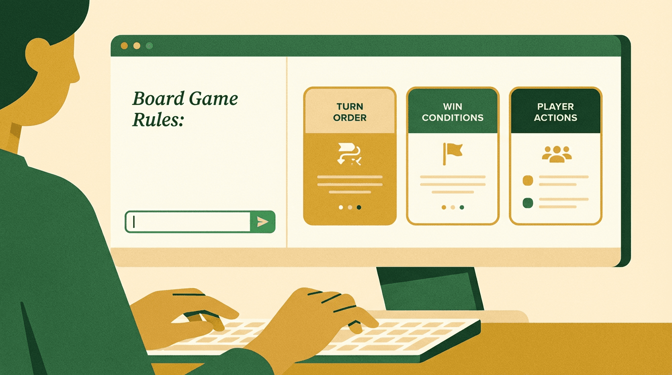 Jogador digitando regras do jogo de tabuleiro como prompt de texto no YouWare