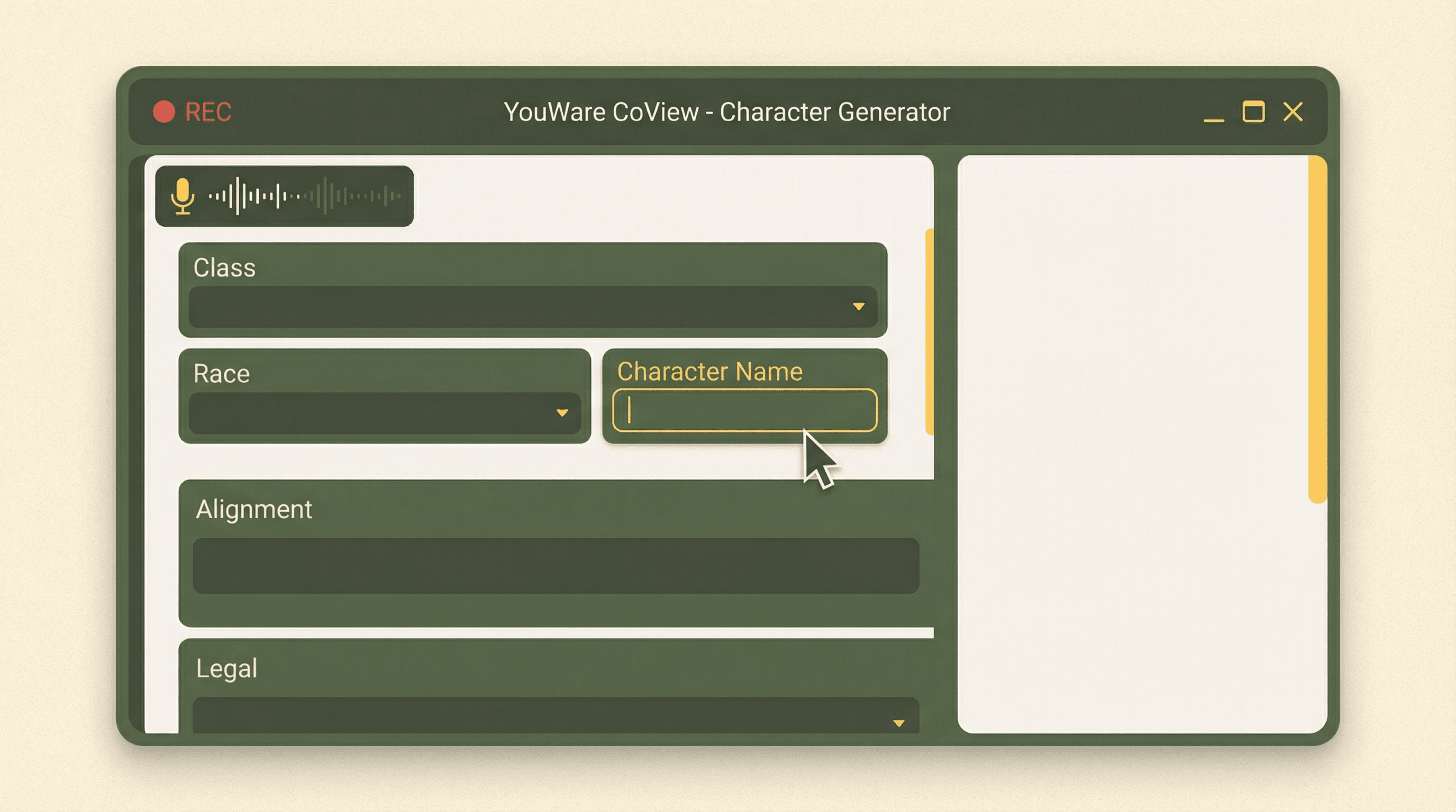 Gravação de tela CoView mostrando problema de layout do gerador