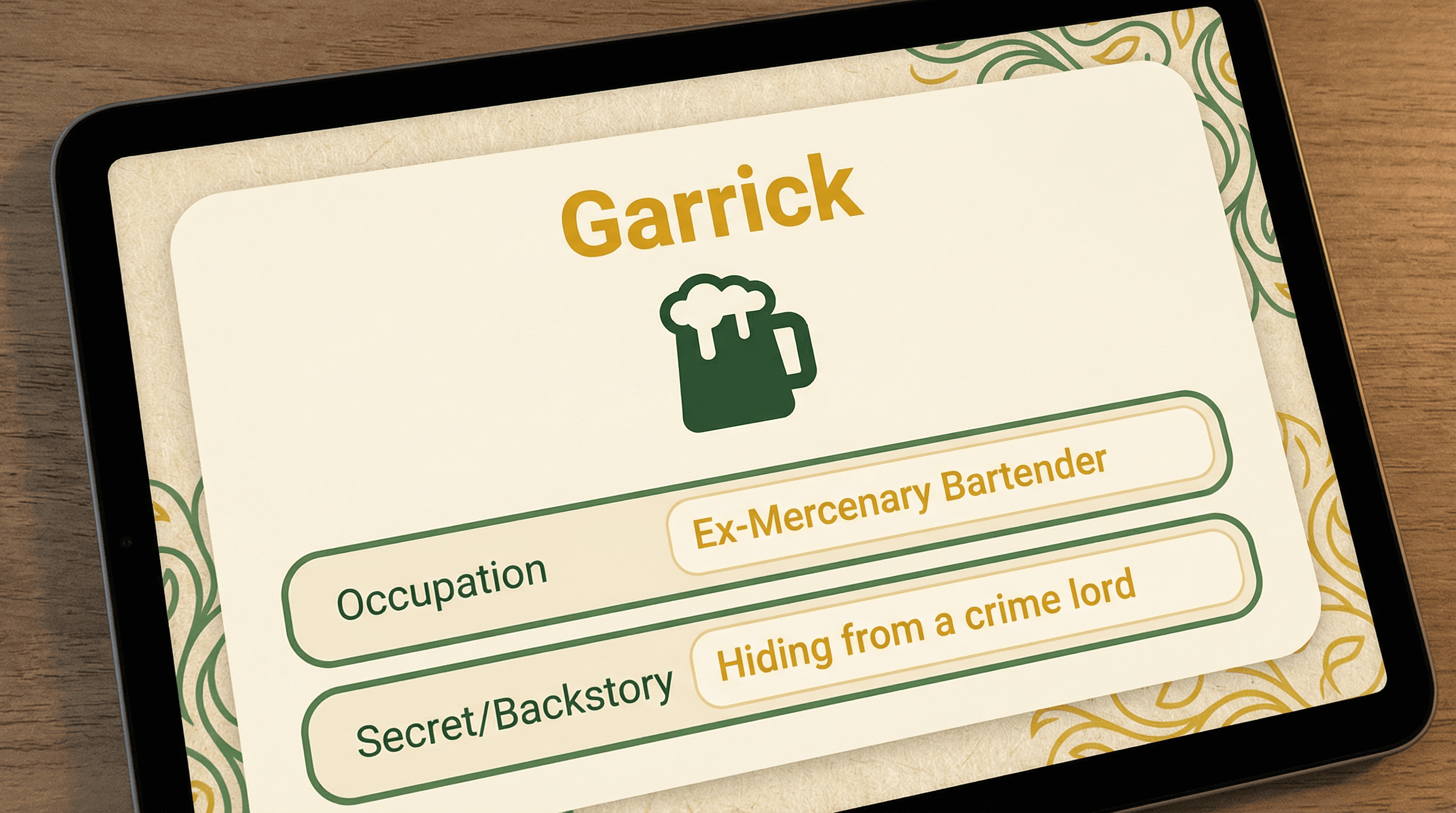 Gerador de NPC de jogo com campos de ocupação e personalidade