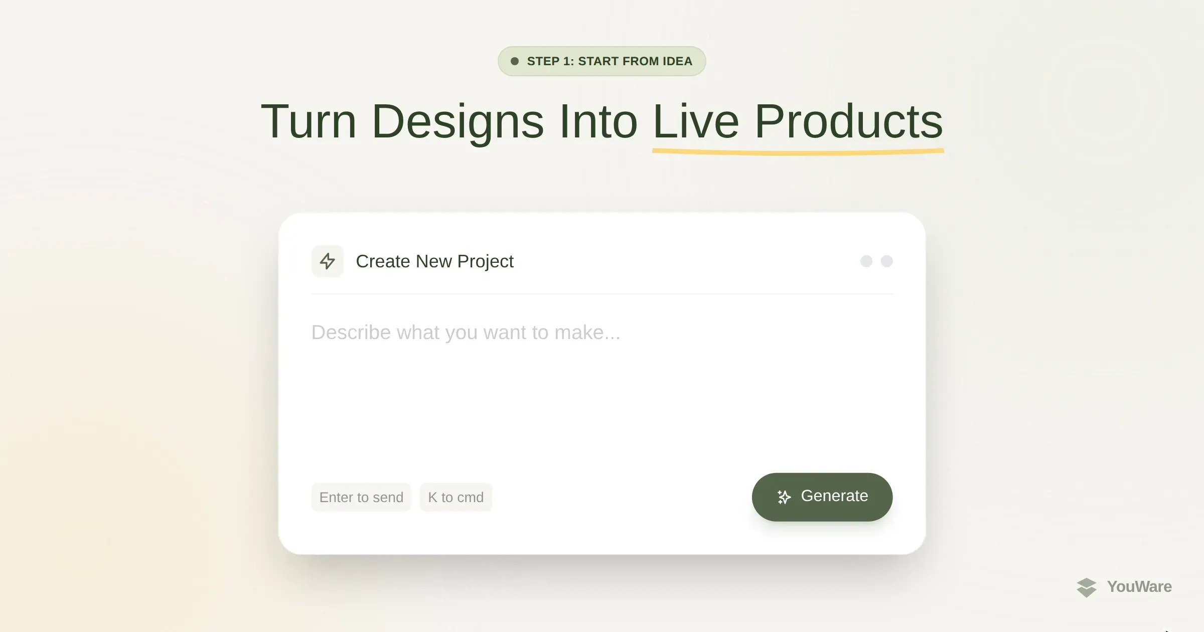 Paso 1: Iniciar un proyecto de diseño desde una idea en YouWare