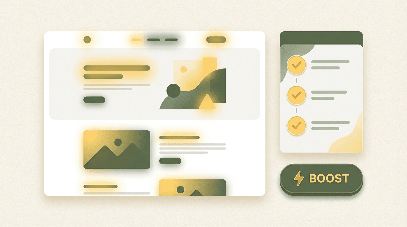 Funcionalidade Boost do YouWare otimizando automaticamente uma landing page de campanha