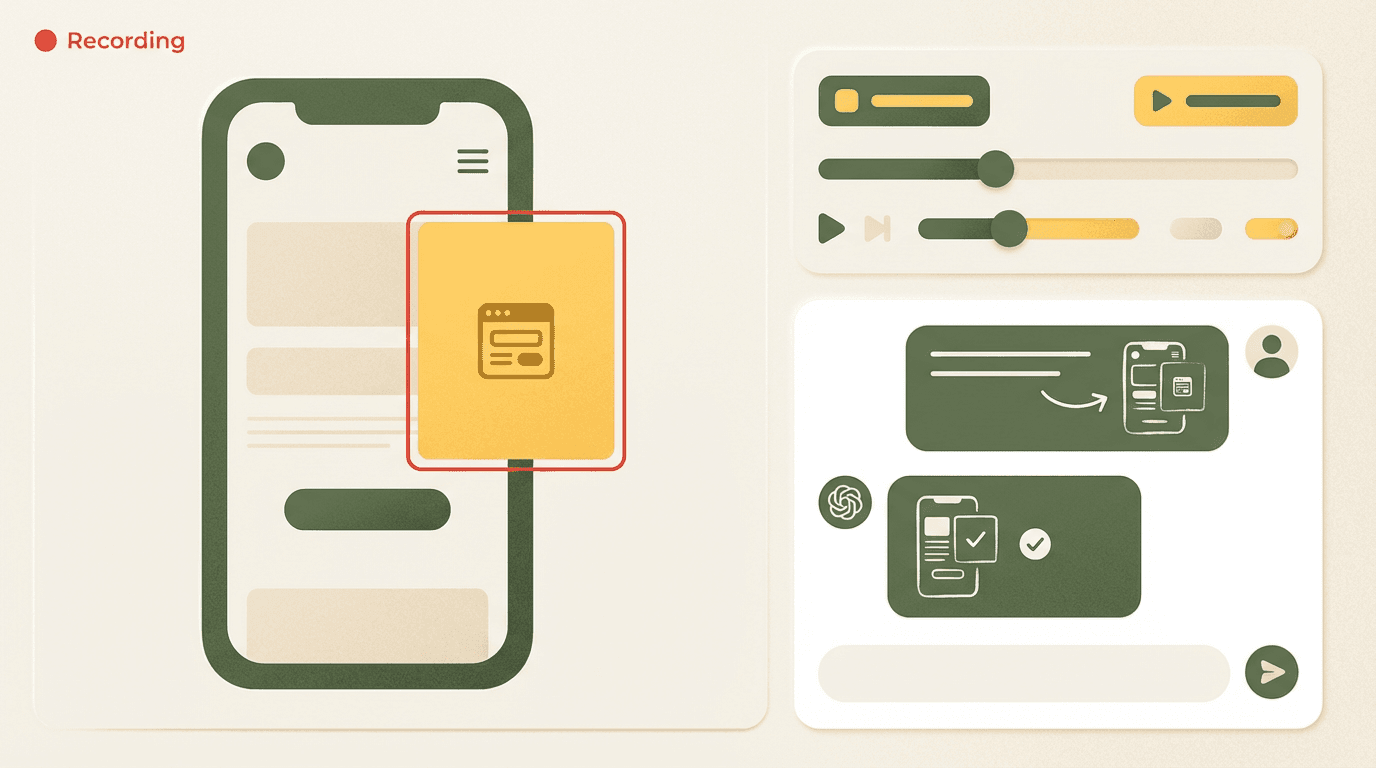 Interface de gravação de tela do CoView mostrando problemas de layout em uma página de campanha