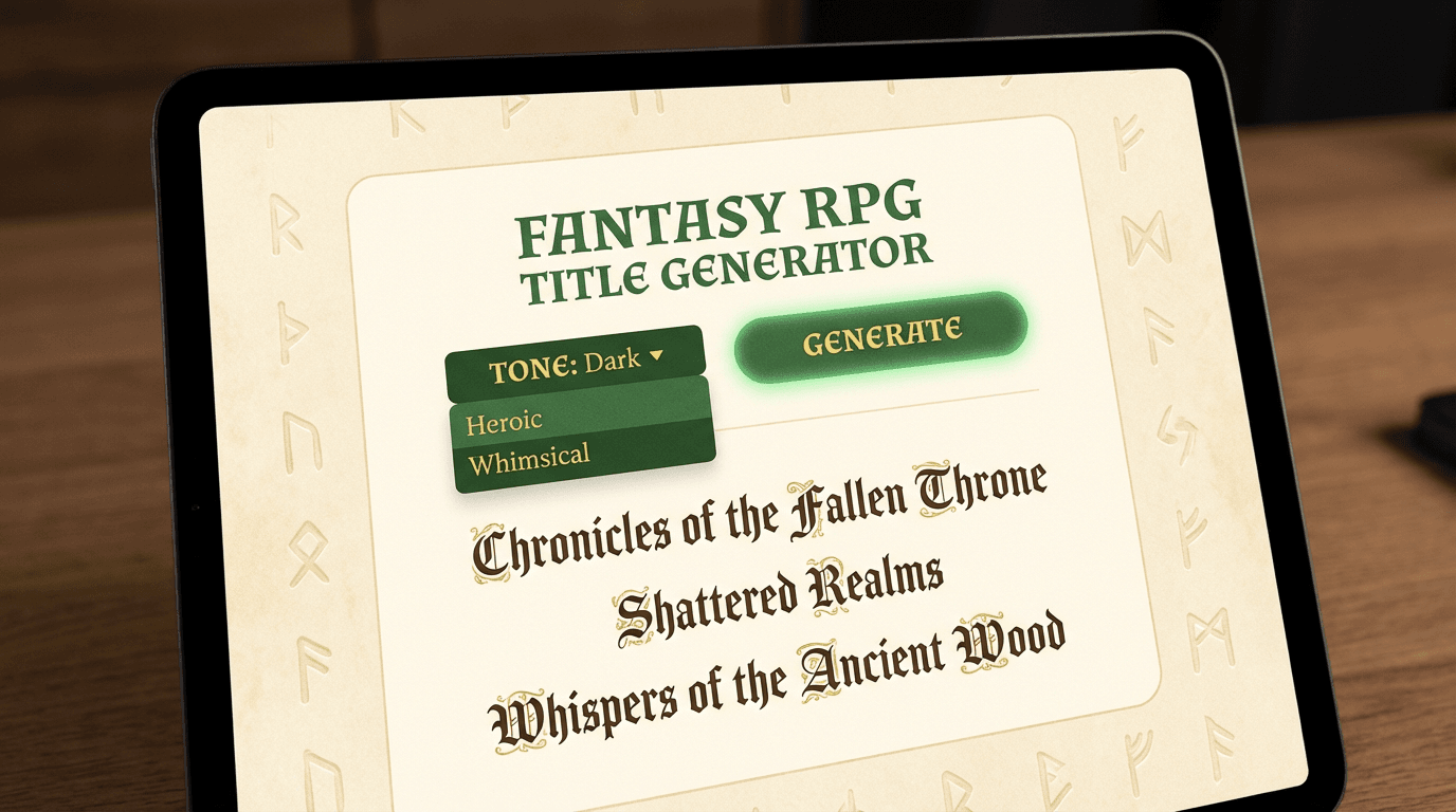 壮大なRPG風の名前を生成するファンタジーゲームタイトルジェネレーター
