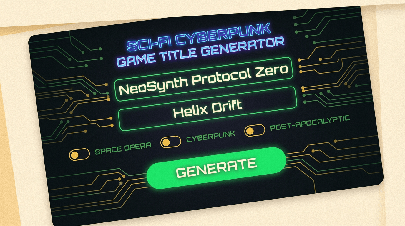 サイバーパンクとスペースオペラのフィルター付きSFゲーム名ジェネレーター