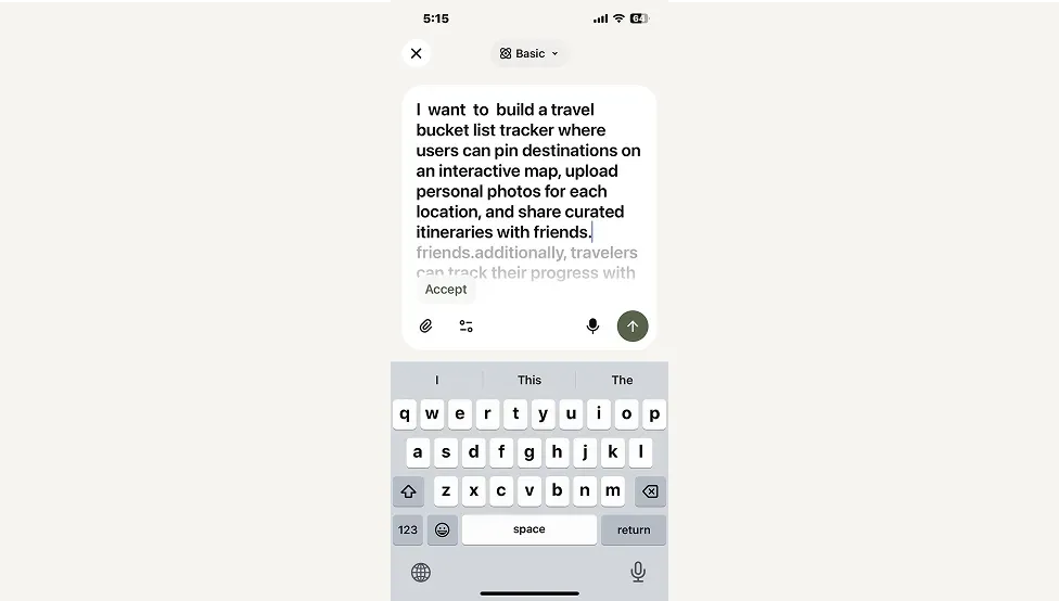Step 2: YouWare processes your idea in the background on iOS