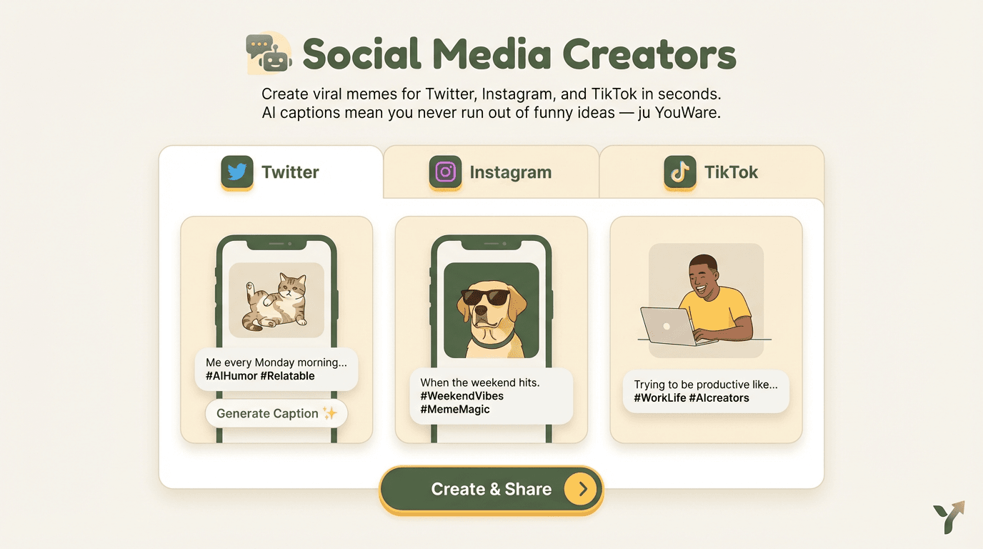Social media creator using AI meme generator
