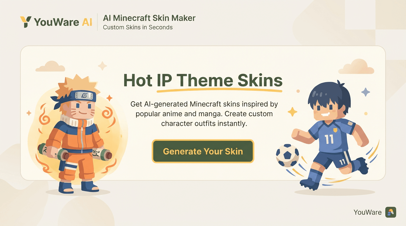 包含动漫风格的 Minecraft IP 主题皮肤