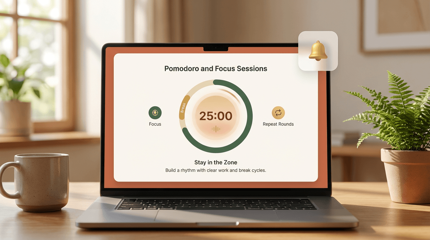 Pomodoro and Focus Sessions feature illustration