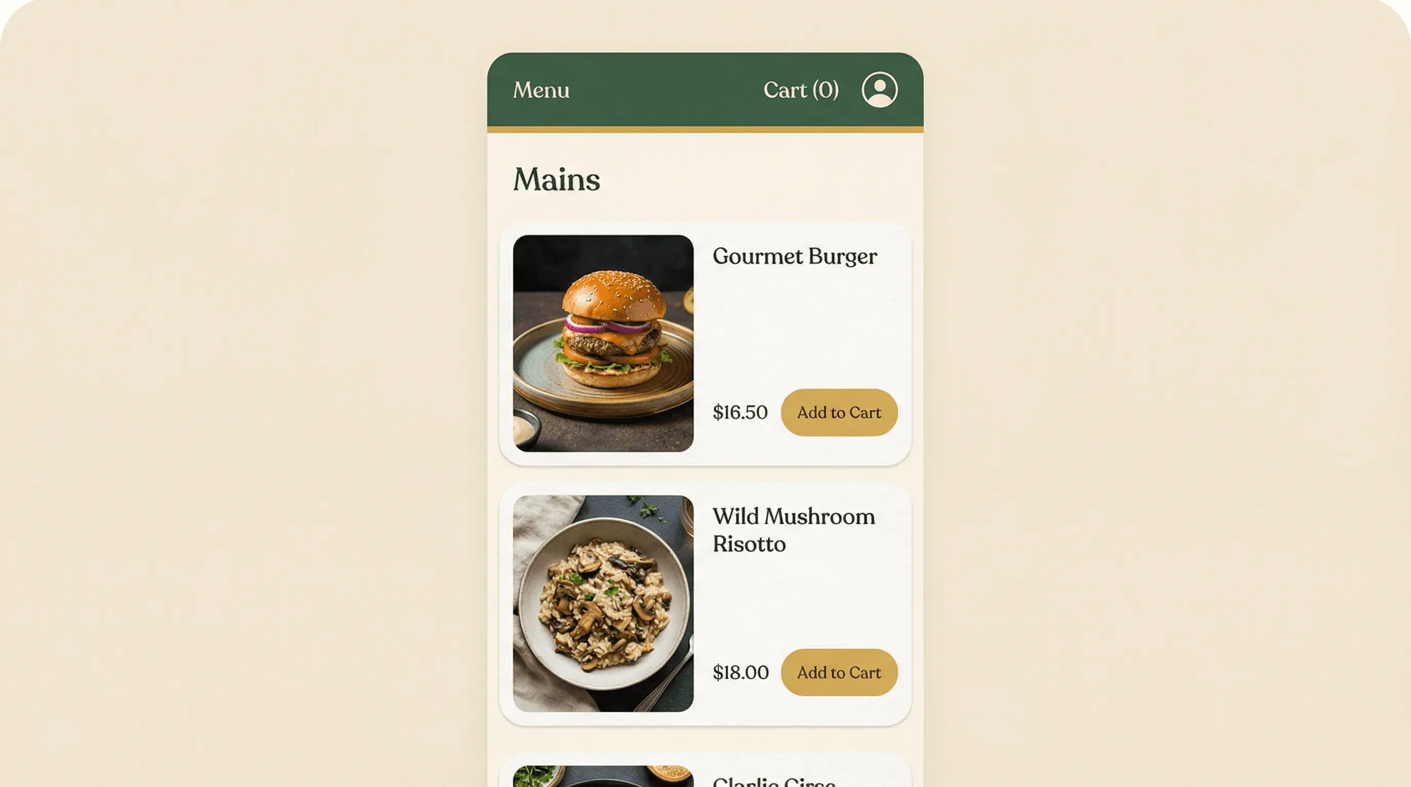 Online menu and ordering system for restaurants