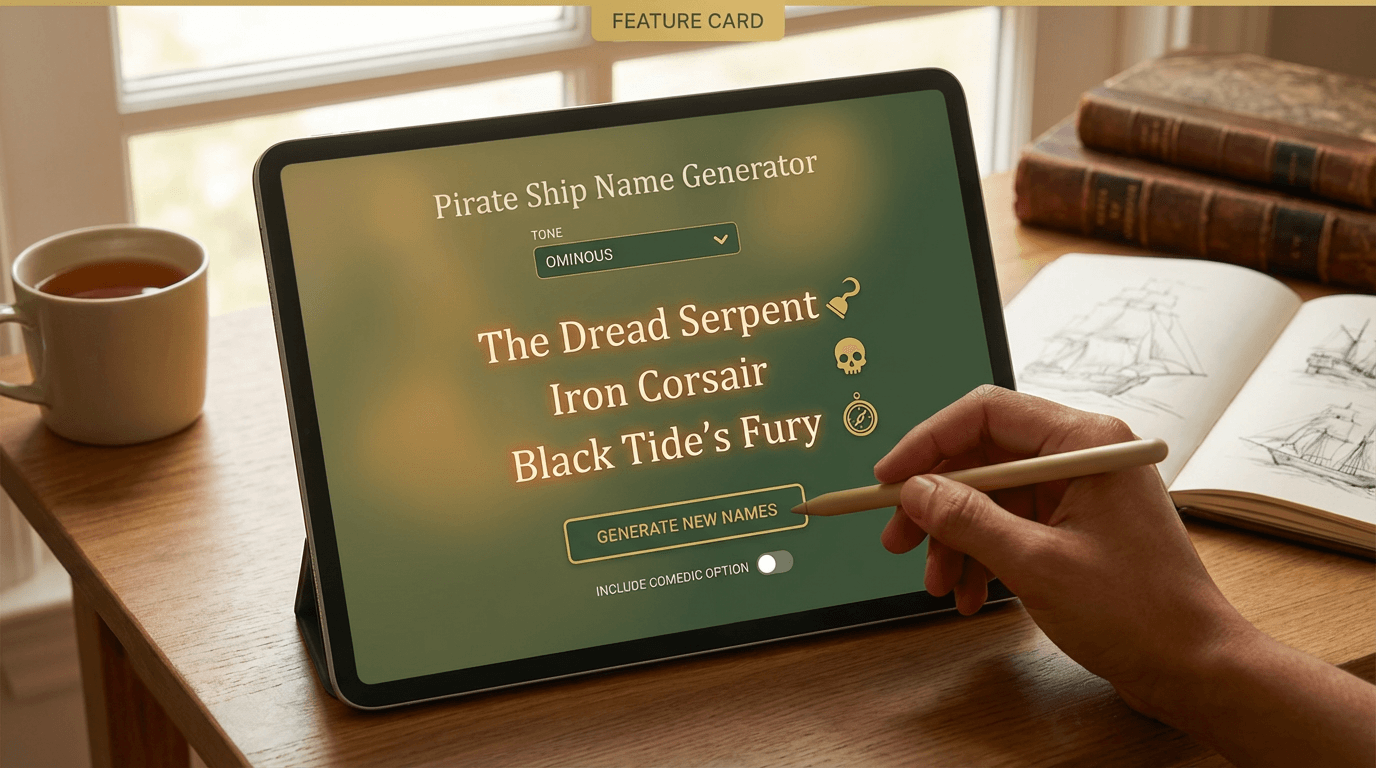 Pirate ship name generator interface