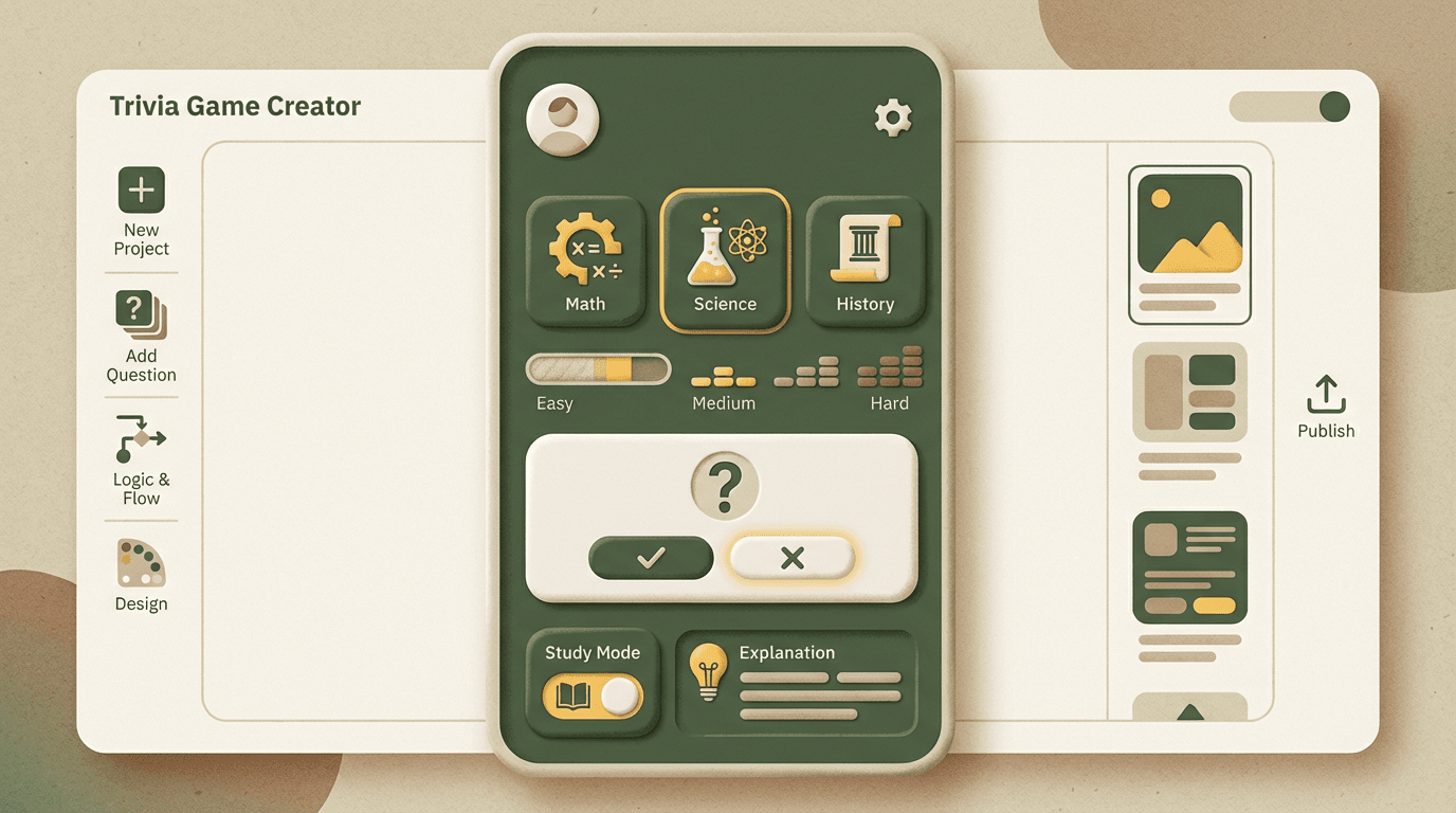 Educational quiz app with flashcard interface