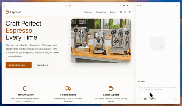 YouWare Visual Editing interface for instant click-to-change UI modifications