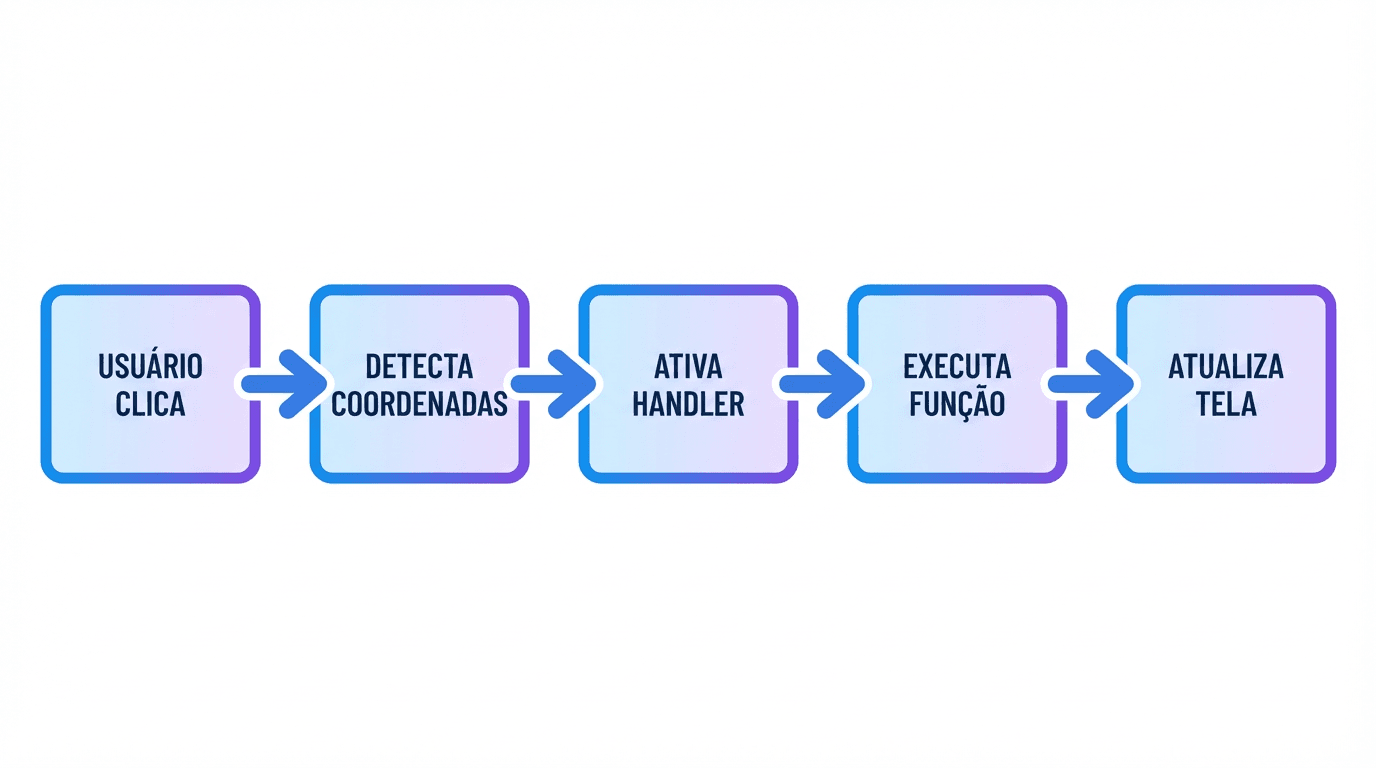 Diagrama do fluxo de eventos GUI — do clique do usuário à atualização da tela