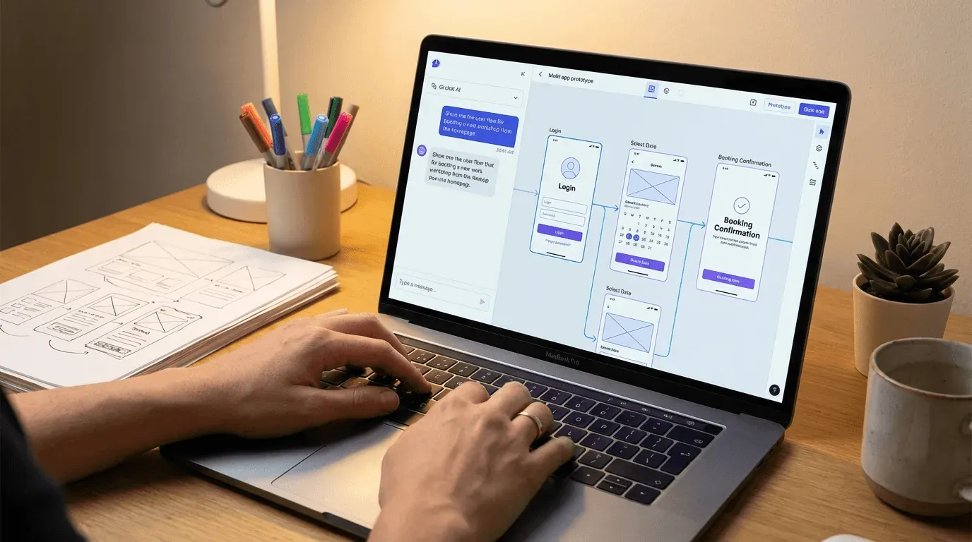 Diseñador creando una app sin código con YouWare